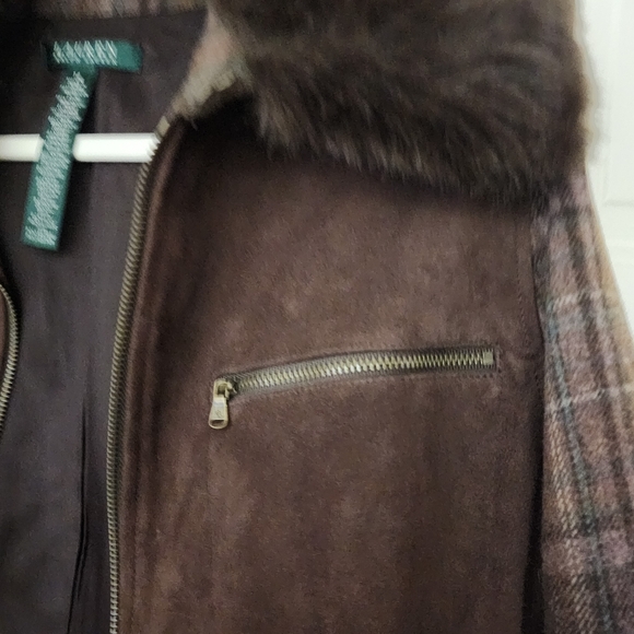 Ralph Lauren Suede Jacket – Fur Collar – Size 14 .pit To Pit 22" Lenght 26" - Picture 15 of 16